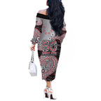 Essendon Bombers NAIDOC Week 2026 Off The Shoulder Long Sleeve Dress Australian Aboriginal Dot Art Dreamtime Pattern Style