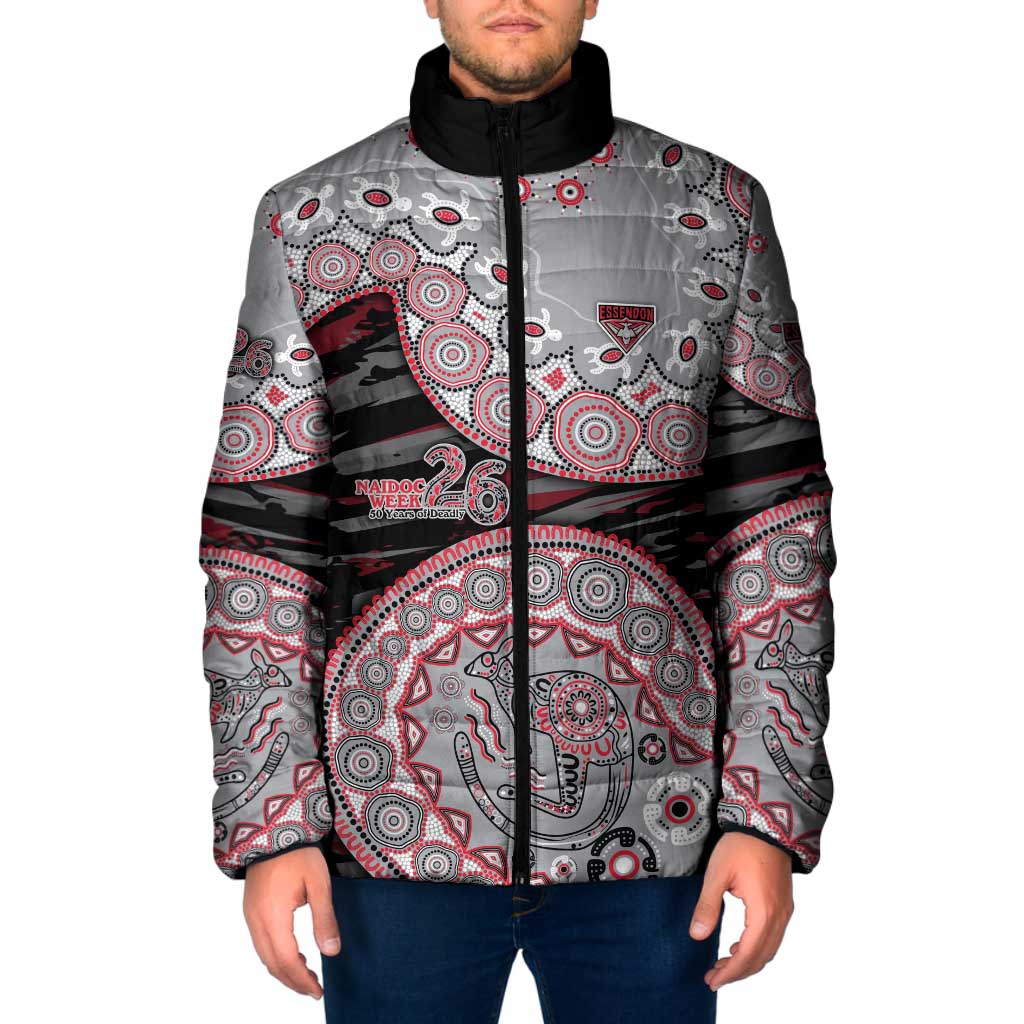 Essendon Bombers NAIDOC Week 2026 Padded Jacket Australian Aboriginal Dot Art Dreamtime Pattern Style