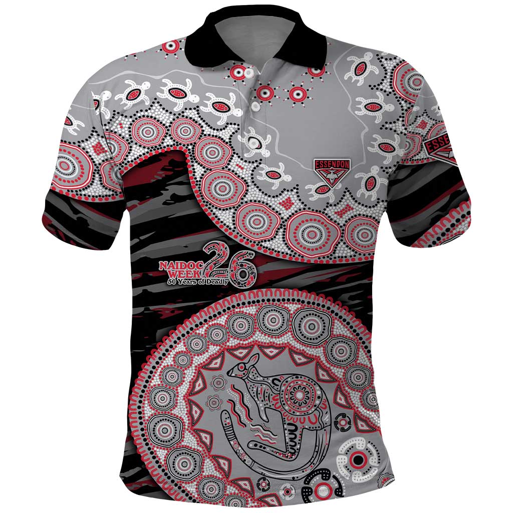 Essendon Bombers NAIDOC Week 2026 Polo Shirt Australian Aboriginal Dot Art Dreamtime Pattern Style
