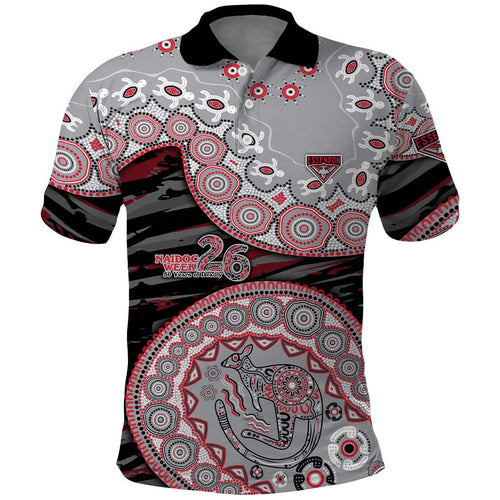 Essendon Bombers NAIDOC Week 2026 Polo Shirt Australian Aboriginal Dot Art Dreamtime Pattern Style