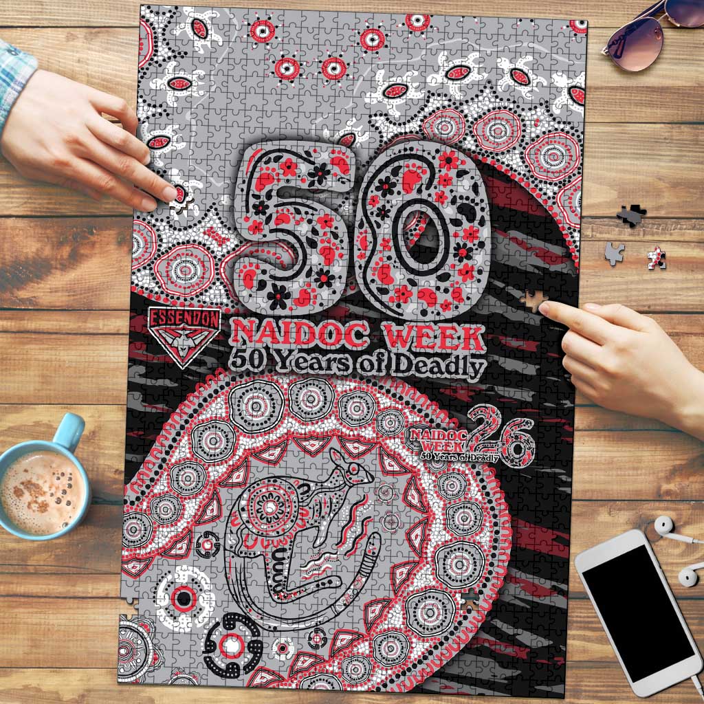 Essendon Bombers NAIDOC Week 2026 Puzzle Australian Aboriginal Dot Art Dreamtime Pattern Style
