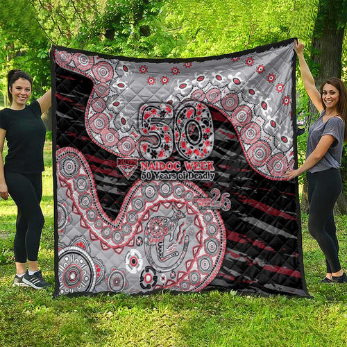 Essendon Bombers NAIDOC Week 2026 Quilt Australian Aboriginal Dot Art Dreamtime Pattern Style