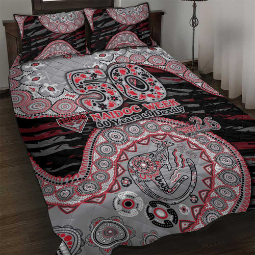 Essendon Bombers NAIDOC Week 2026 Quilt Bed Set Australian Aboriginal Dot Art Dreamtime Pattern Style