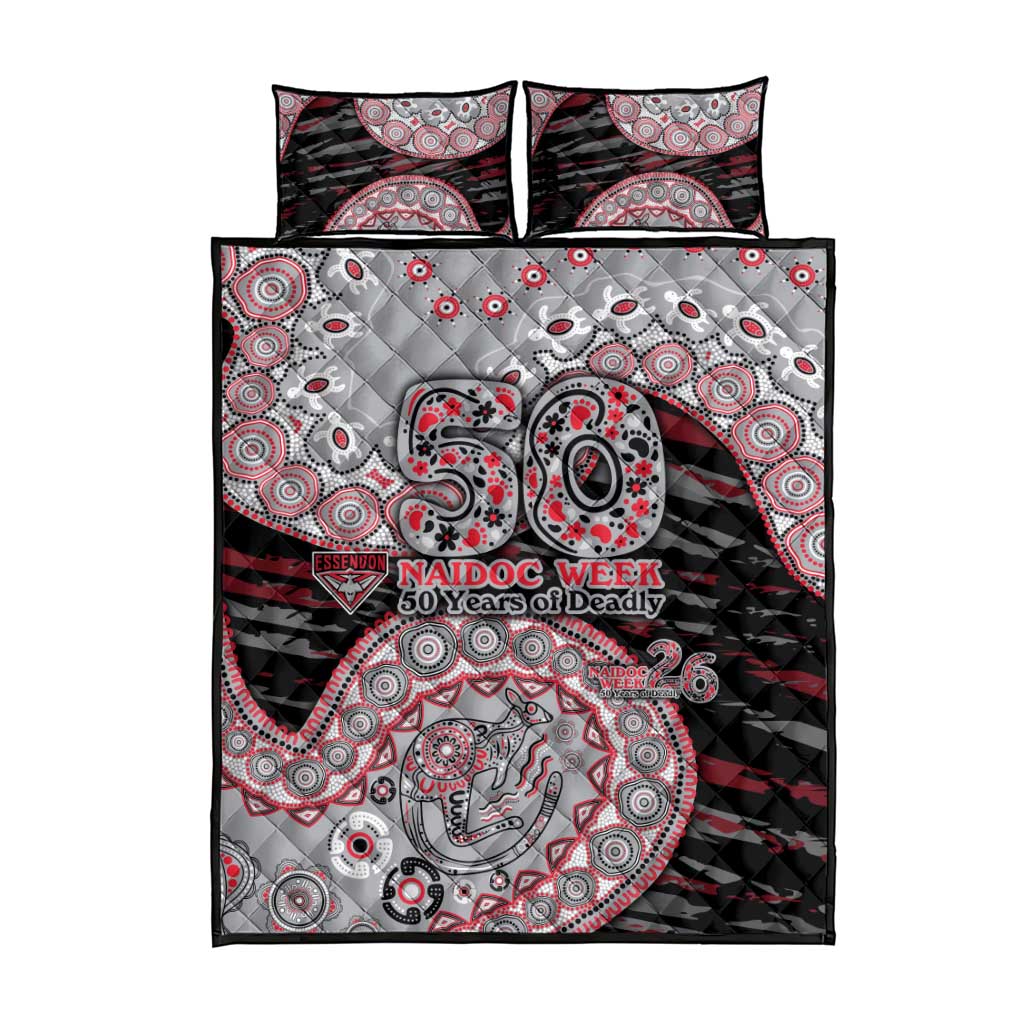 Essendon Bombers NAIDOC Week 2026 Quilt Bed Set Australian Aboriginal Dot Art Dreamtime Pattern Style