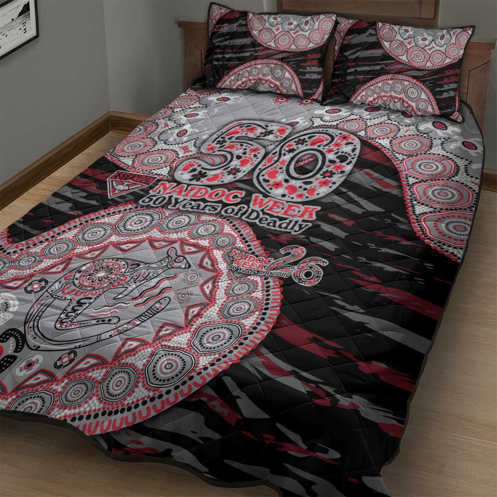 Essendon Bombers NAIDOC Week 2026 Quilt Bed Set Australian Aboriginal Dot Art Dreamtime Pattern Style