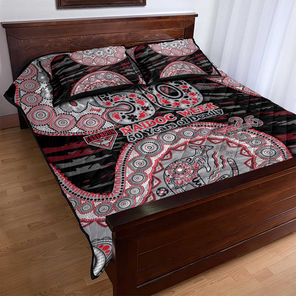 Essendon Bombers NAIDOC Week 2026 Quilt Bed Set Australian Aboriginal Dot Art Dreamtime Pattern Style