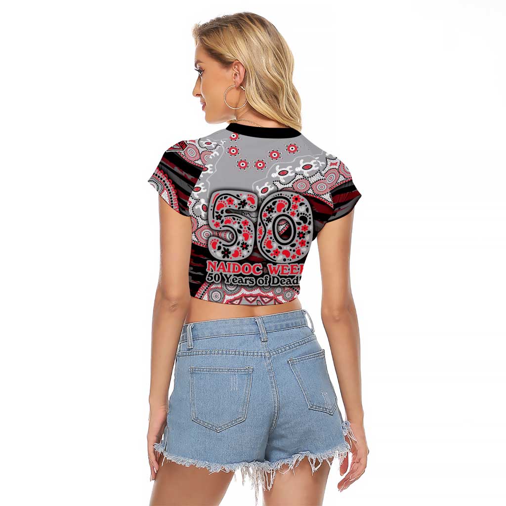Essendon Bombers NAIDOC Week 2026 Raglan Cropped T Shirt Australian Aboriginal Dot Art Dreamtime Pattern Style