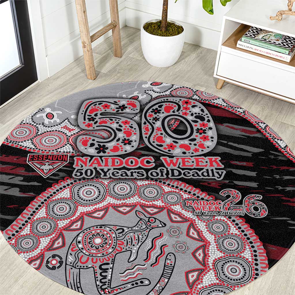 Essendon Bombers NAIDOC Week 2026 Round Carpet Australian Aboriginal Dot Art Dreamtime Pattern Style