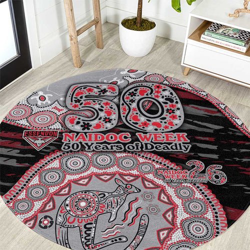 Essendon Bombers NAIDOC Week 2026 Round Carpet Australian Aboriginal Dot Art Dreamtime Pattern Style
