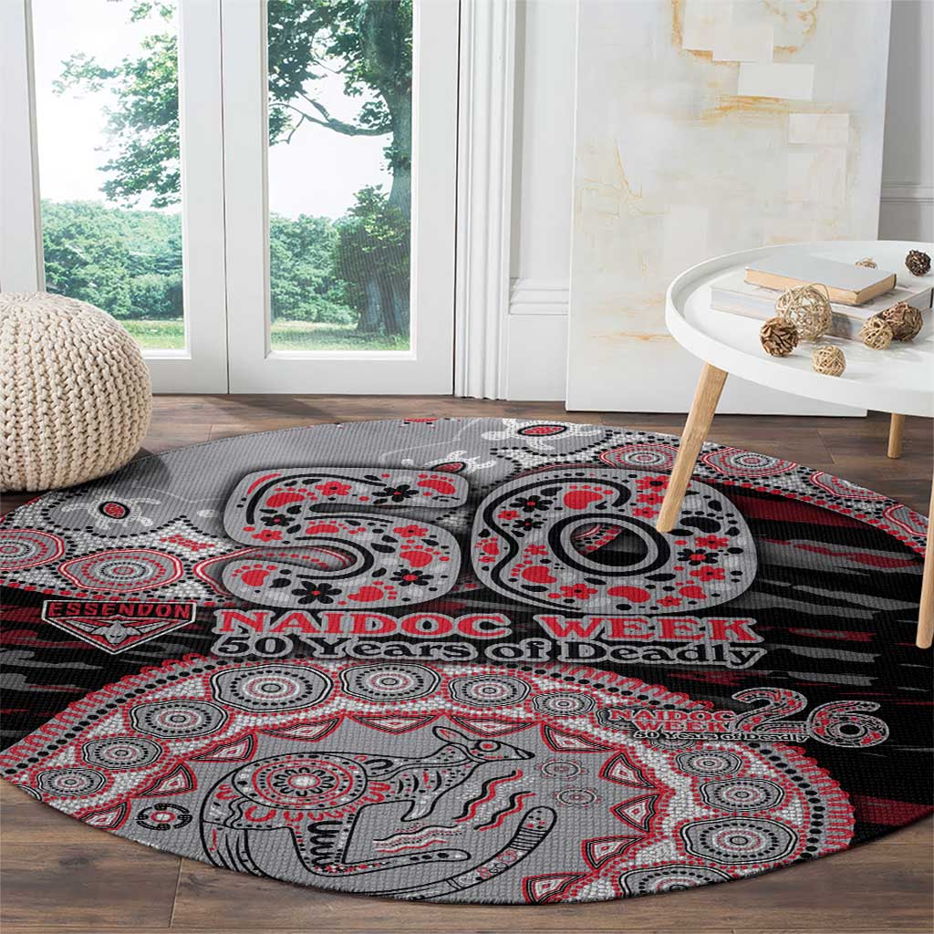 Essendon Bombers NAIDOC Week 2026 Round Carpet Australian Aboriginal Dot Art Dreamtime Pattern Style
