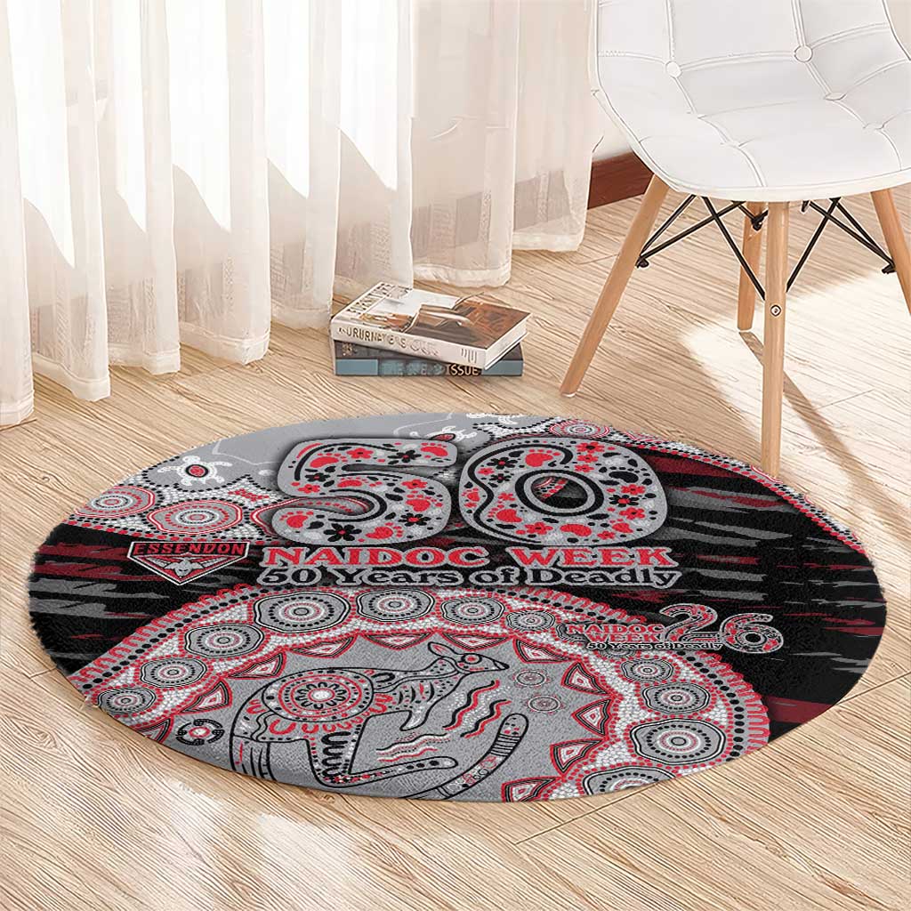 Essendon Bombers NAIDOC Week 2026 Round Carpet Australian Aboriginal Dot Art Dreamtime Pattern Style