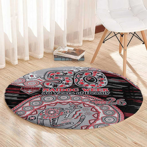 Essendon Bombers NAIDOC Week 2026 Round Carpet Australian Aboriginal Dot Art Dreamtime Pattern Style
