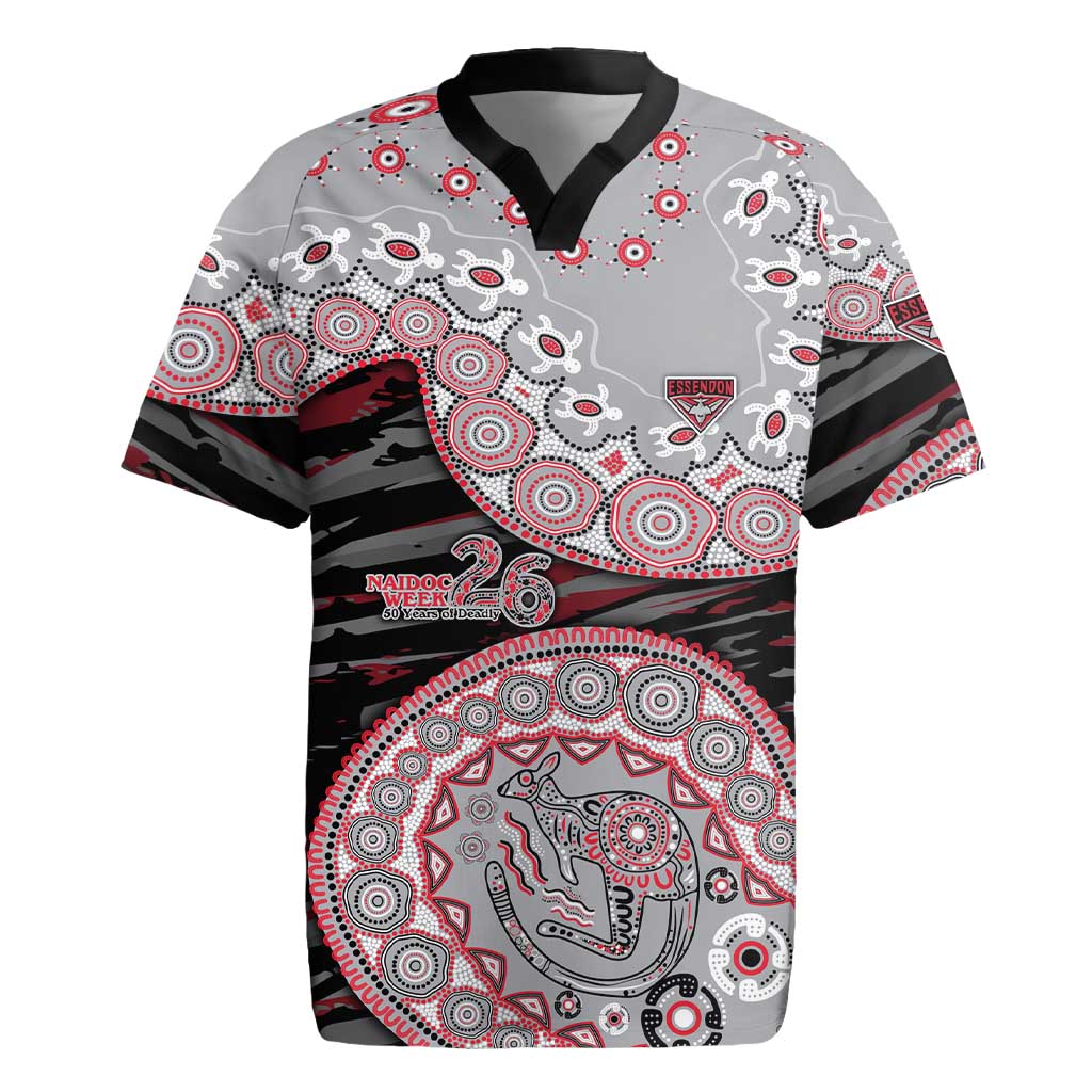 Essendon Bombers NAIDOC Week 2026 Rugby Jersey Australian Aboriginal Dot Art Dreamtime Pattern Style