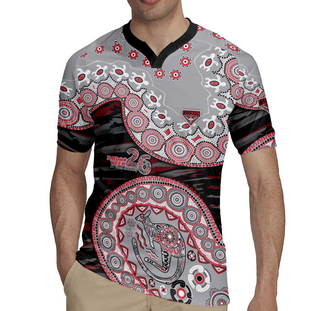 Essendon Bombers NAIDOC Week 2026 Rugby Jersey Australian Aboriginal Dot Art Dreamtime Pattern Style