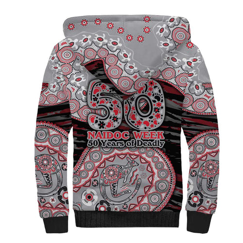 Essendon Bombers NAIDOC Week 2026 Sherpa Hoodie Australian Aboriginal Dot Art Dreamtime Pattern Style