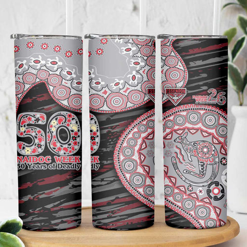 Essendon Bombers NAIDOC Week 2026 Skinny Tumbler Australian Aboriginal Dot Art Dreamtime Pattern Style