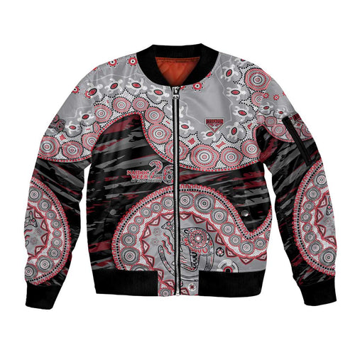 Essendon Bombers NAIDOC Week 2026 Sleeve Zip Bomber Jacket Australian Aboriginal Dot Art Dreamtime Pattern Style