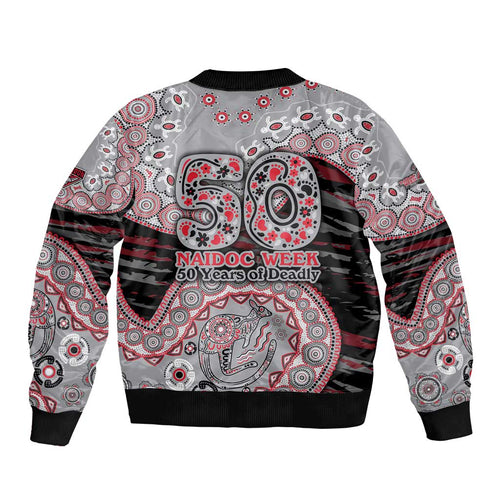 Essendon Bombers NAIDOC Week 2026 Sleeve Zip Bomber Jacket Australian Aboriginal Dot Art Dreamtime Pattern Style