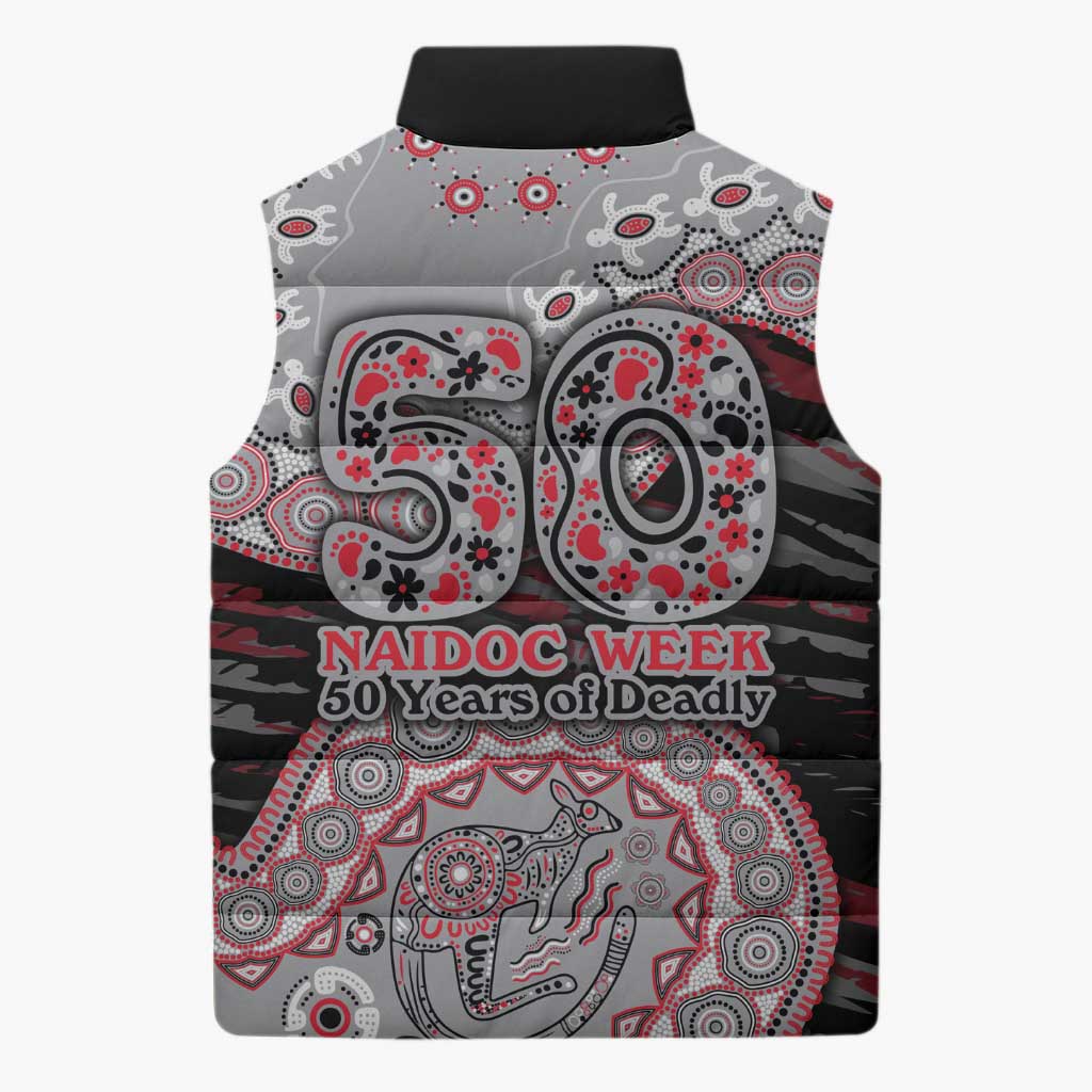 Essendon Bombers NAIDOC Week 2026 Sleeveless Puffer Jacket Australian Aboriginal Dot Art Dreamtime Pattern Style