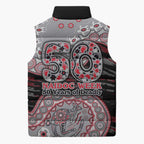 Essendon Bombers NAIDOC Week 2026 Sleeveless Puffer Jacket Australian Aboriginal Dot Art Dreamtime Pattern Style