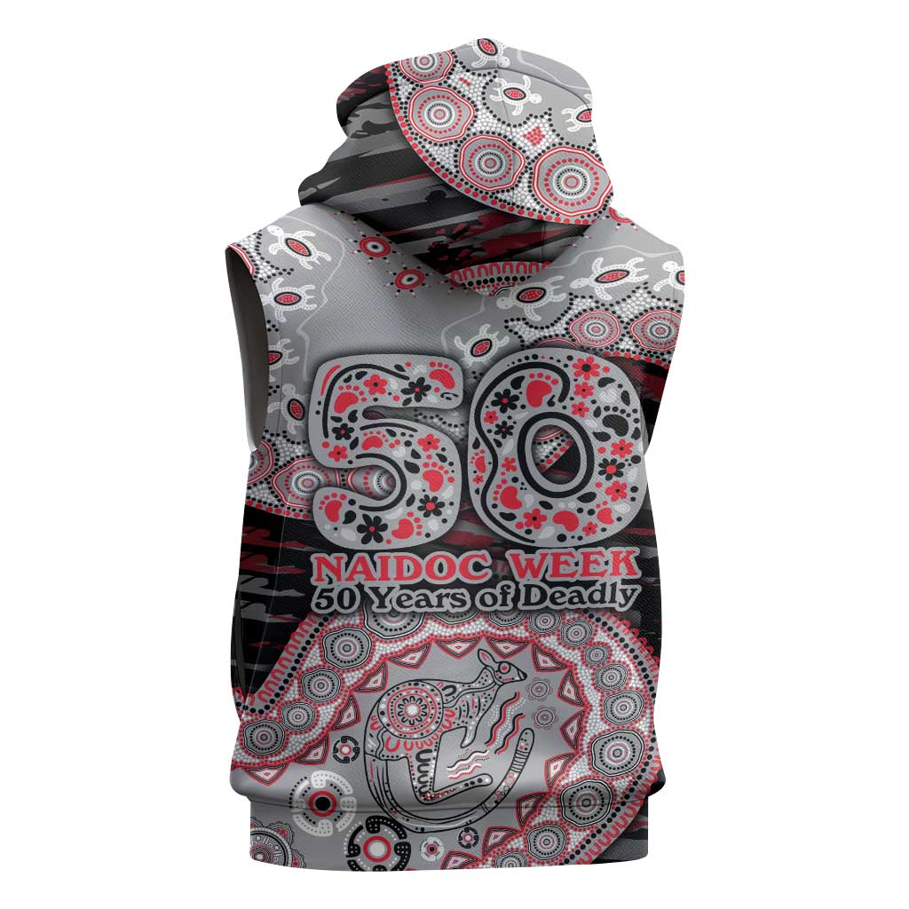 Essendon Bombers NAIDOC Week 2026 Sleeveless Zip Hoodie Australian Aboriginal Dot Art Dreamtime Pattern Style