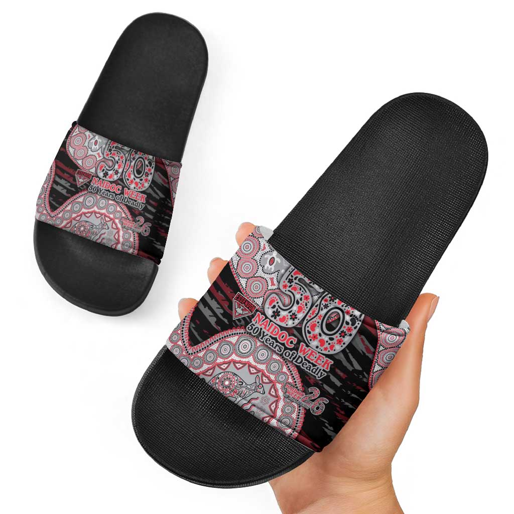Essendon Bombers NAIDOC Week 2026 Slide Sandals Australian Aboriginal Dot Art Dreamtime Pattern Style