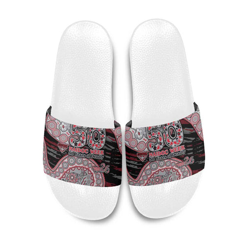 Essendon Bombers NAIDOC Week 2026 Slide Sandals Australian Aboriginal Dot Art Dreamtime Pattern Style