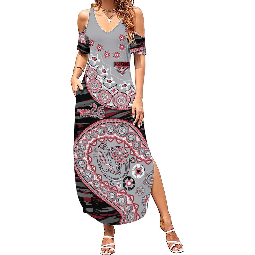 Essendon Bombers NAIDOC Week 2026 Summer Maxi Dress Australian Aboriginal Dot Art Dreamtime Pattern Style