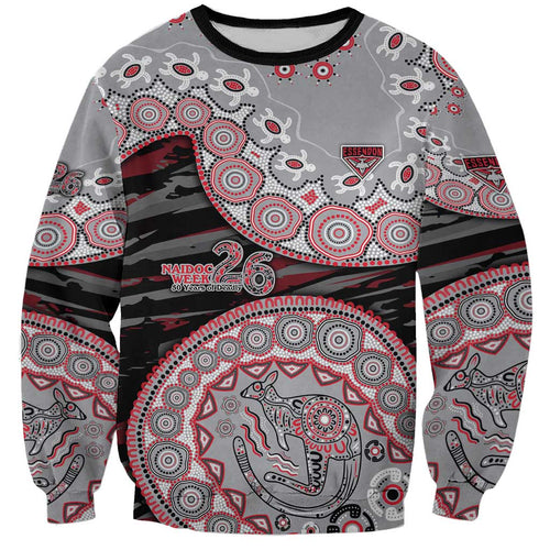 Essendon Bombers NAIDOC Week 2026 Sweatshirt Australian Aboriginal Dot Art Dreamtime Pattern Style