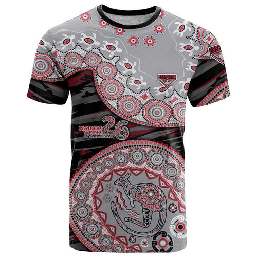 Essendon Bombers NAIDOC Week 2026 T Shirt Australian Aboriginal Dot Art Dreamtime Pattern Style