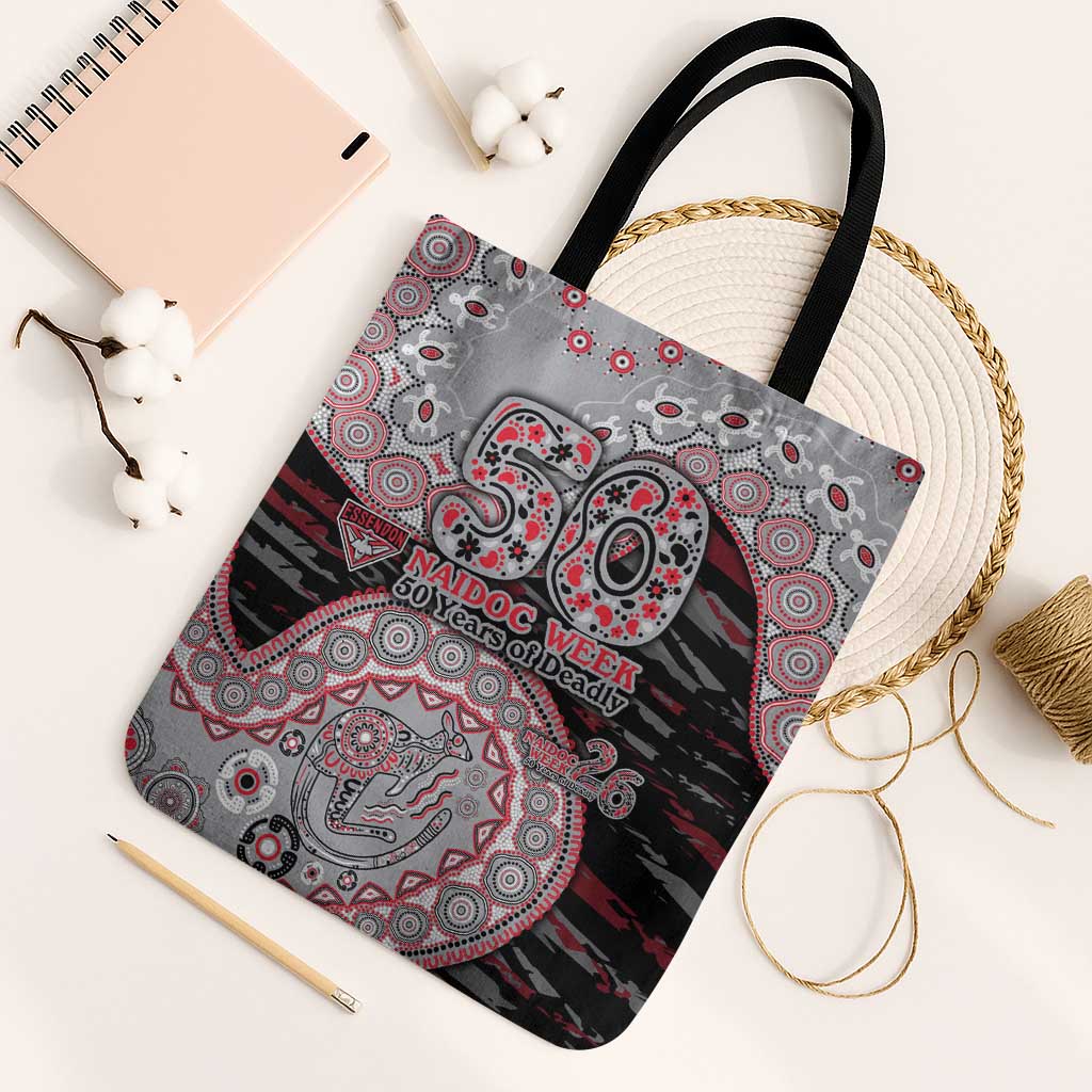 Essendon Bombers NAIDOC Week 2026 Tote Bag Australian Aboriginal Dot Art Dreamtime Pattern Style