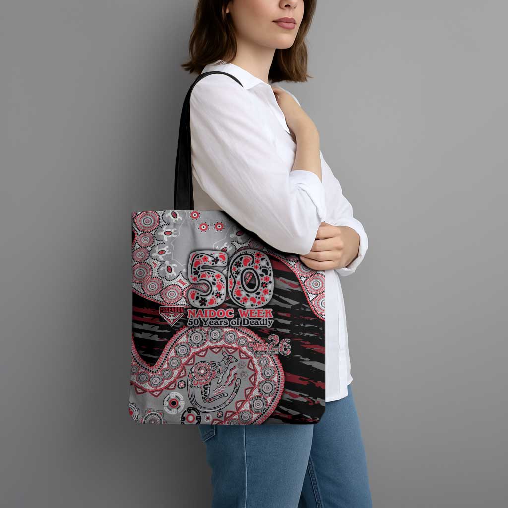 Essendon Bombers NAIDOC Week 2026 Tote Bag Australian Aboriginal Dot Art Dreamtime Pattern Style