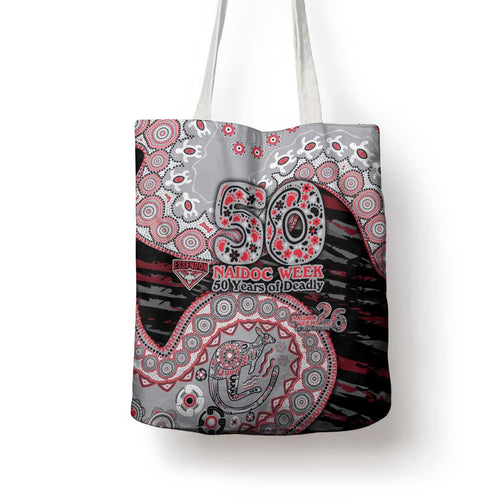 Essendon Bombers NAIDOC Week 2026 Tote Bag Australian Aboriginal Dot Art Dreamtime Pattern Style