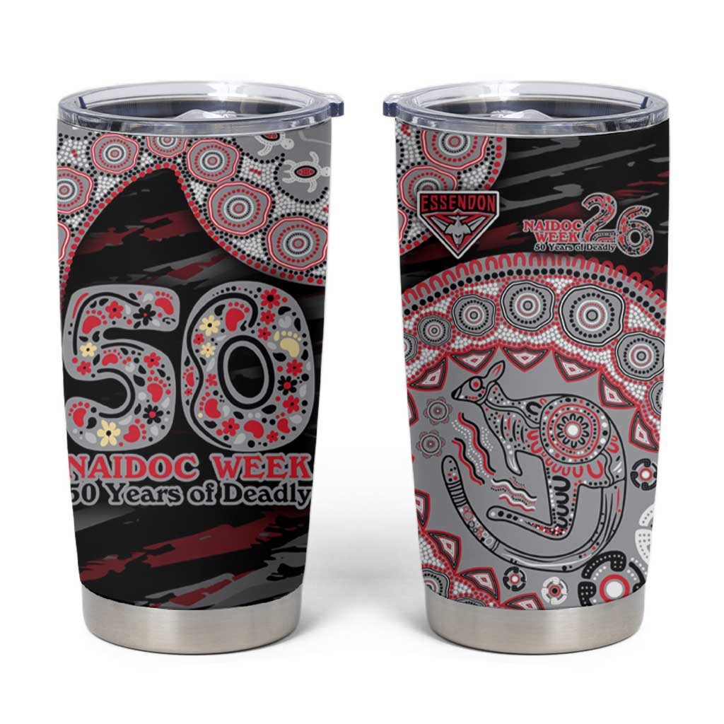 Essendon Bombers NAIDOC Week 2026 Tumbler Cup Australian Aboriginal Dot Art Dreamtime Pattern Style