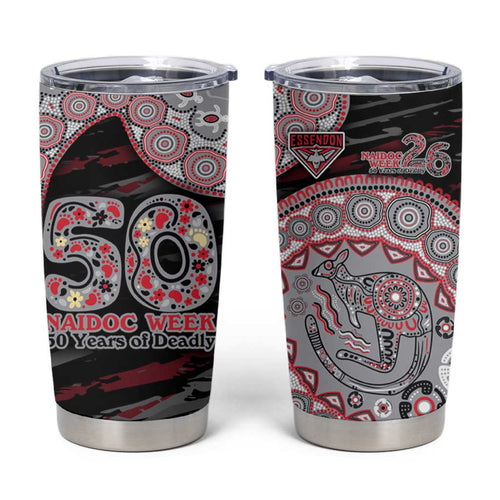 Essendon Bombers NAIDOC Week 2026 Tumbler Cup Australian Aboriginal Dot Art Dreamtime Pattern Style