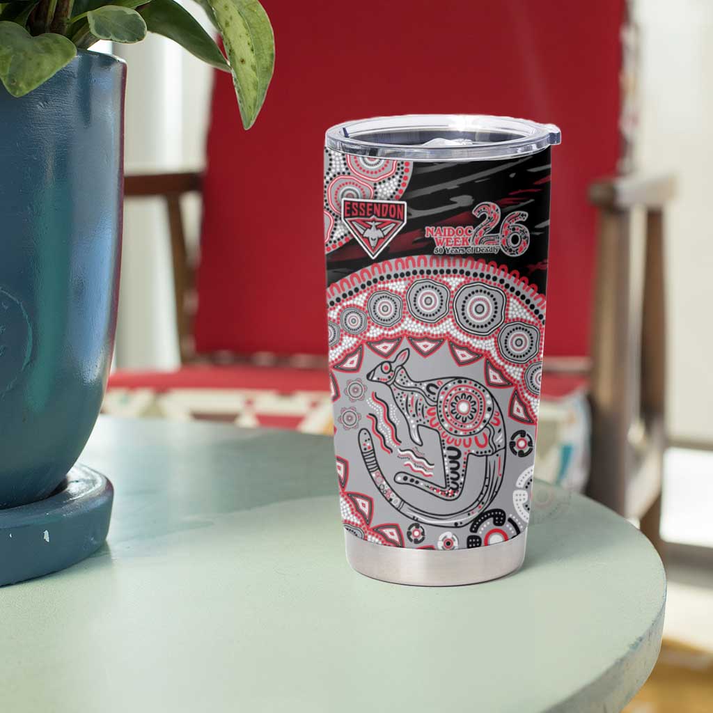 Essendon Bombers NAIDOC Week 2026 Tumbler Cup Australian Aboriginal Dot Art Dreamtime Pattern Style