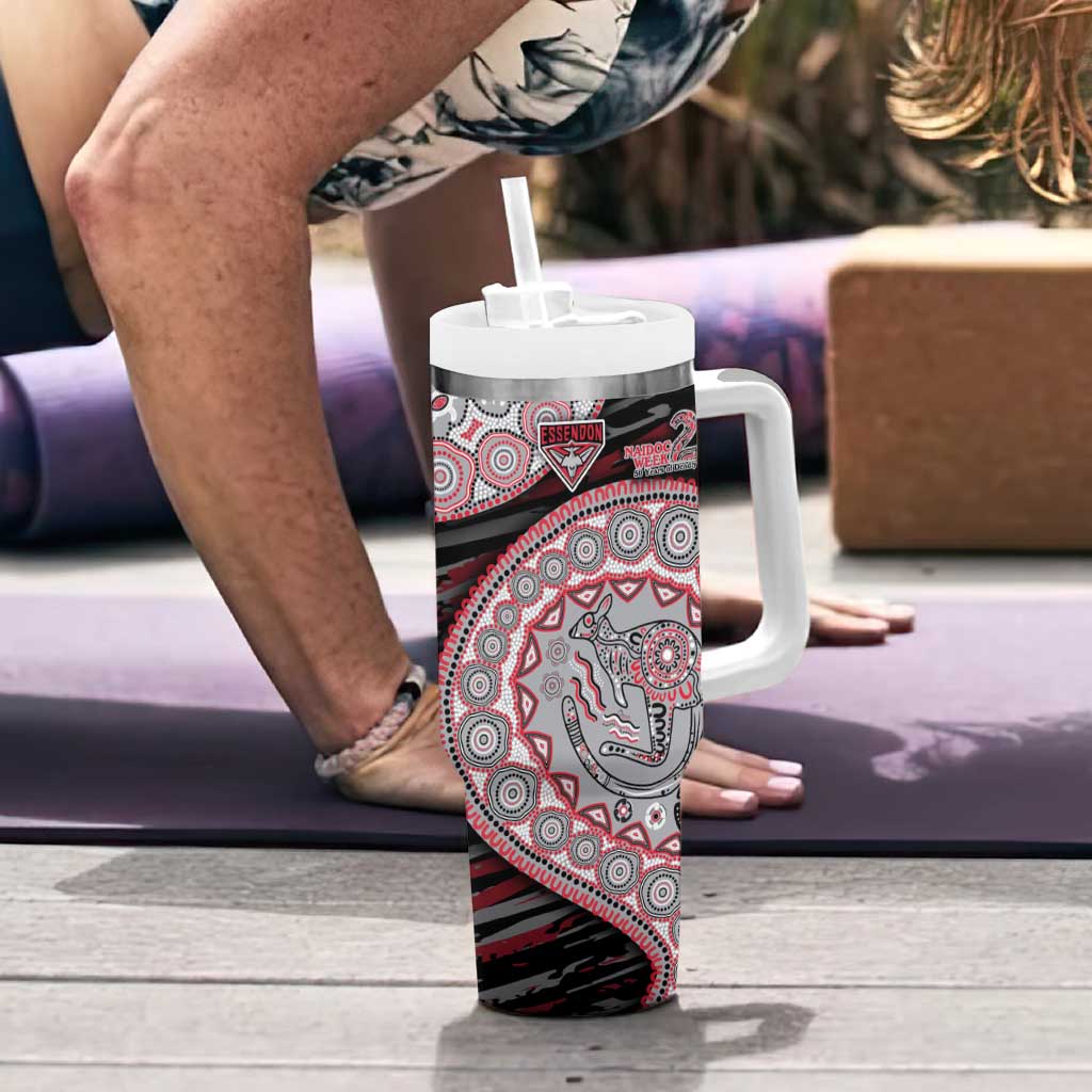 Essendon Bombers NAIDOC Week 2026 Tumbler With Handle Australian Aboriginal Dot Art Dreamtime Pattern Style