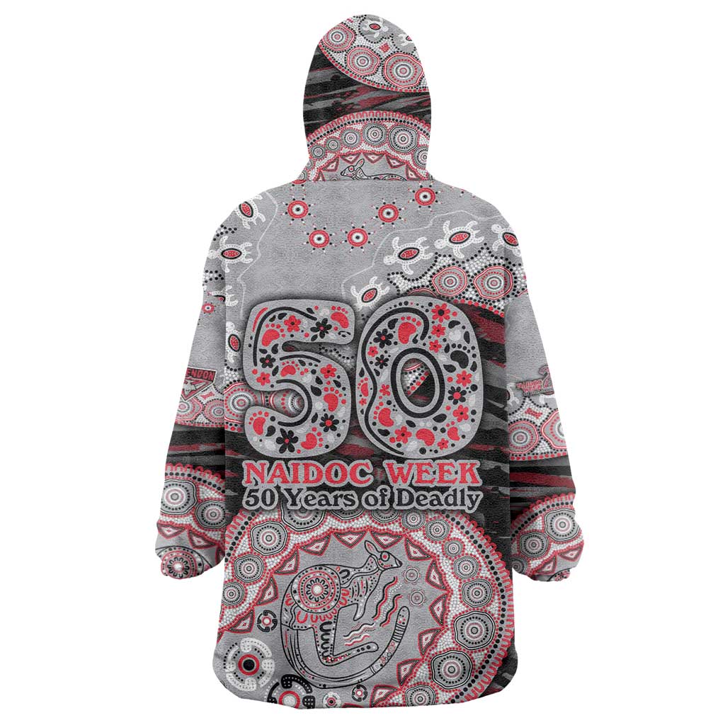 Essendon Bombers NAIDOC Week 2026 Wearable Blanket Hoodie Australian Aboriginal Dot Art Dreamtime Pattern Style