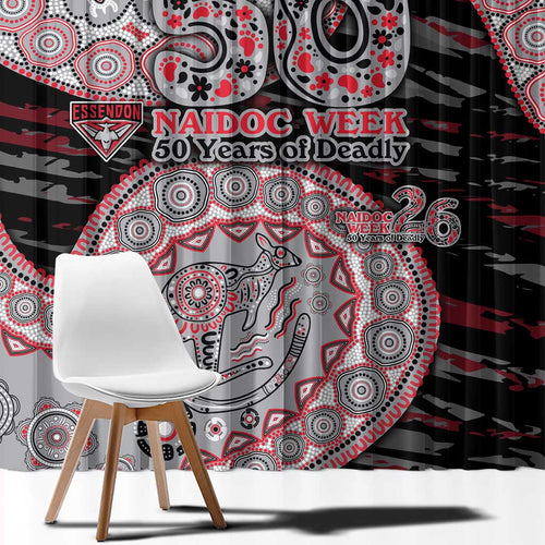 Essendon Bombers NAIDOC Week 2026 Window Curtain Australian Aboriginal Dot Art Dreamtime Pattern Style
