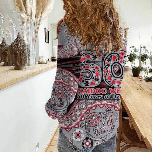 Essendon Bombers NAIDOC Week 2026 Women Casual Shirt Australian Aboriginal Dot Art Dreamtime Pattern Style