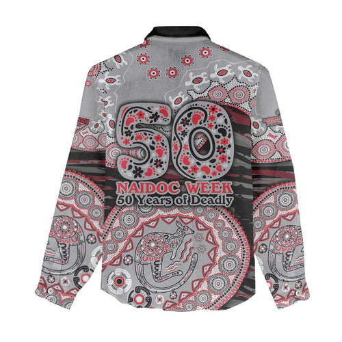 Essendon Bombers NAIDOC Week 2026 Women Casual Shirt Australian Aboriginal Dot Art Dreamtime Pattern Style