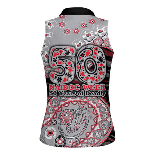 Essendon Bombers NAIDOC Week 2026 Women Sleeveless Polo Shirt Australian Aboriginal Dot Art Dreamtime Pattern Style