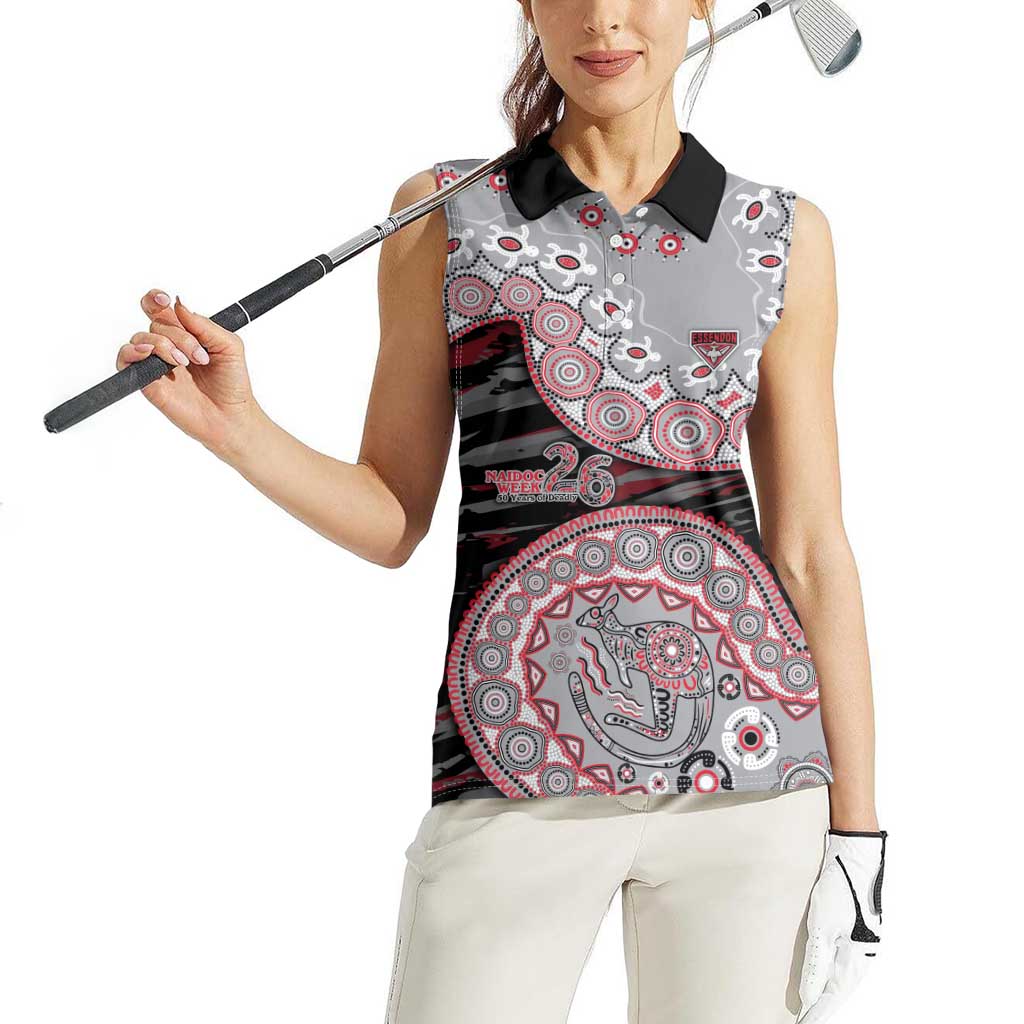 Essendon Bombers NAIDOC Week 2026 Women Sleeveless Polo Shirt Australian Aboriginal Dot Art Dreamtime Pattern Style