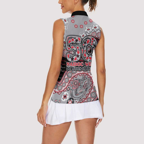 Essendon Bombers NAIDOC Week 2026 Women Sleeveless Polo Shirt Australian Aboriginal Dot Art Dreamtime Pattern Style