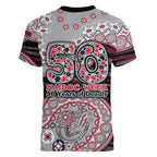 Essendon Bombers NAIDOC Week 2026 Women V-Neck T-Shirt Australian Aboriginal Dot Art Dreamtime Pattern Style
