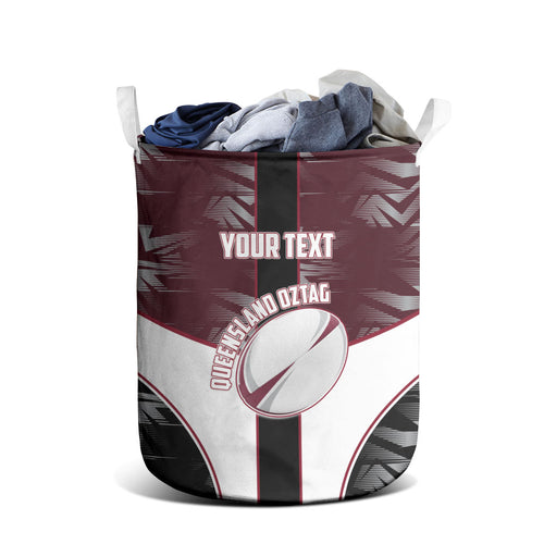 Personalized Queensland Oztag Laundry Basket Abstract Geometric Pattern Sports