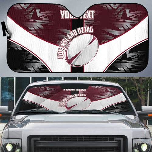 Personalized Queensland Oztag Auto Sun Shade Abstract Geometric Pattern Sports