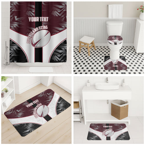 Personalized Queensland Oztag Bathroom Set Abstract Geometric Pattern Sports