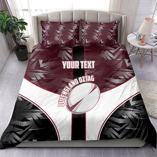 Personalized Queensland Oztag Bedding Set Abstract Geometric Pattern Sports