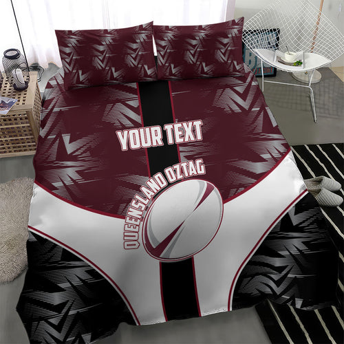 Personalized Queensland Oztag Bedding Set Abstract Geometric Pattern Sports